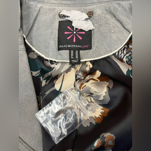Isaac Mizrahi Light Grey Suede Leather Jacket - Picture 6 of 6
